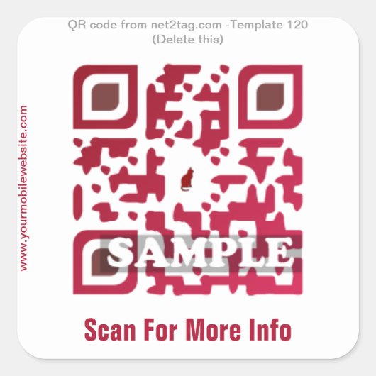 Individueller QR-Code-Aufkleber (QR-Code-Vorlage # Quadratischer Aufkleber (Vorderseite)
