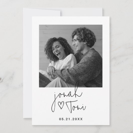 Individueller QR-Code für moderne Fotos Save the D Einladung (Vorderseite)