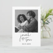 Individueller QR-Code für moderne Fotos Save the D Einladung (Stehend Vorderseite)