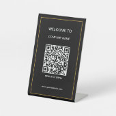 Individueller QR Code Text Modernes Black Business Sockelschild (Vorderseite)