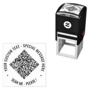 Individueller QR-Code und Text rundes Selbstfärb-S Permastempel