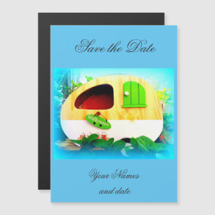 Individueller Retro Sinti und Roma Vintag Camper Magneteinladung