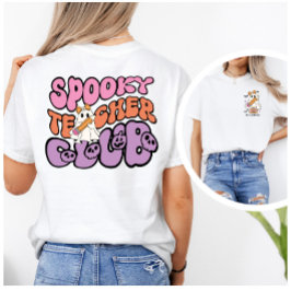 Individueller Retro Spooky Teacher Club Doppelseit T-Shirt