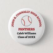 Individueller roter Baseballspieler der High Schoo Button (Vorderseite)