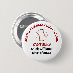 Individueller roter Baseballspieler der High Schoo Button