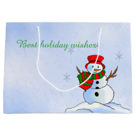 Individueller Schneemann mit Schneeflocken Große Geschenktüte