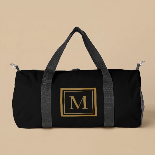 Individueller schwarzer & goldener gerahmter Monog Duffle Bag