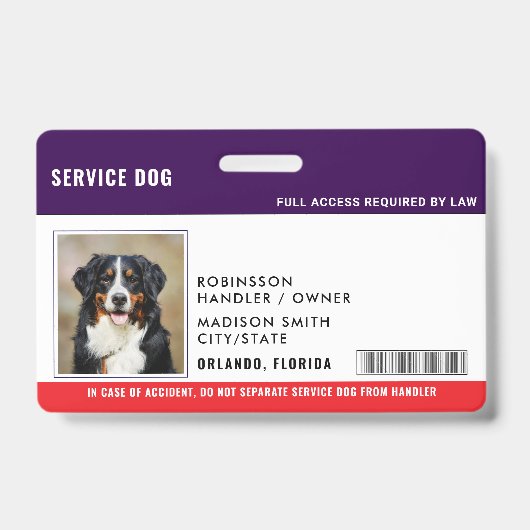 Individueller Servic hund Ausweis (Vorderseite)