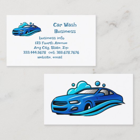 Individueller Service für den Car Wash Business Visitenkarte (Vorne/Hinten)