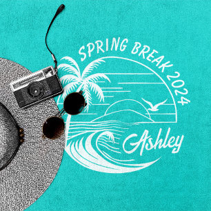 Individueller Strandurlaub für Mädchen im Frühling Strandtuch