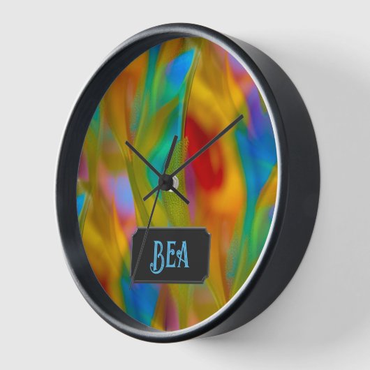 Individueller Text aus farbenfrohem Kunstglas - Fe Uhr (Winkel)