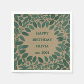 Individueller Text Eukalyptus Frame Napkin - mocha Serviette (Vorderseite)