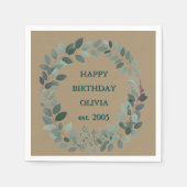 Individueller Text Eukalyptus Frame Napkin - mocha Serviette (Vorderseite)