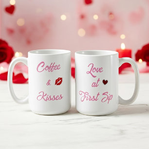 Individueller Text Kaffee und Küsse Valentinstag G Kaffeetasse