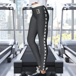 Individueller Text Katzenfoto Neutrales Muster Cav Leggings