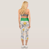 Individueller Text Moderne, lebendige Grüne und Bl Capri Leggings (Rückseite)