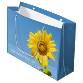 Individueller Text Sonnenblumenbeutel Große Geschenktüte (Vorderseite Schrägansicht)