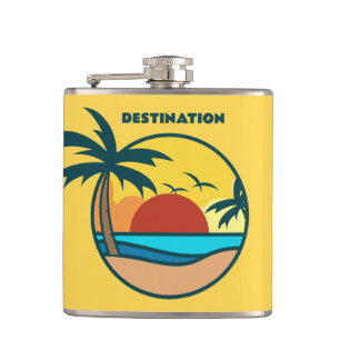 Individueller Text Tropical Beach Sunset Flachmann