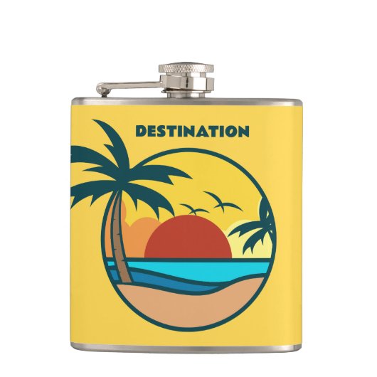 Individueller Text Tropical Beach Sunset Flachmann (Vorderseite)