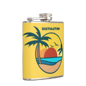 Individueller Text Tropical Beach Sunset Flachmann (Rechts)