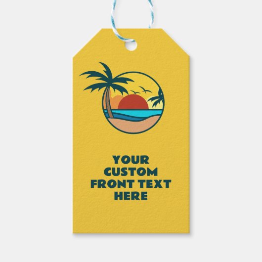 Individueller Text Tropical Beach Sunset Geschenkanhänger (Vorderseite)