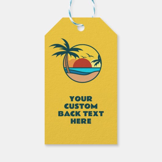 Individueller Text Tropical Beach Sunset Geschenkanhänger (Rückseite)