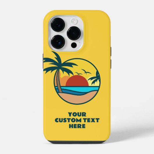 Individueller Text Tropical Beach Sunset iPhone Hülle (Rückseite)