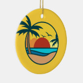 Individueller Text Tropical Beach Sunset Keramik Ornament (Rechts)