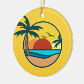 Individueller Text Tropical Beach Sunset Keramik Ornament (Links)