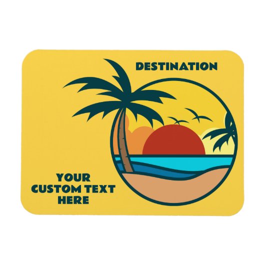 Individueller Text Tropical Beach Sunset Magnet (Horizontal)