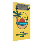 Individueller Text Tropical Beach Sunset Mini Klemmbrett (Schrägansicht)