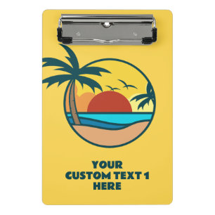 Individueller Text Tropical Beach Sunset Mini Klemmbrett