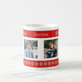 Individueller Text vier Fotos Weihnachtsmuster Kaffeetasse (Mittel)