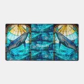 Individueller tropischer Blauwal an der Küste Gelb Schreibtischunterlage (Vorderseite)