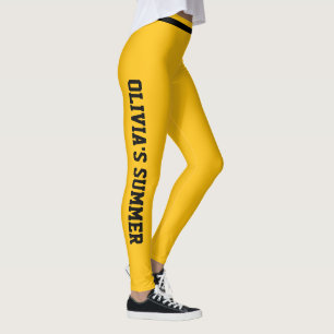 Individueller Urlaubsspaß Sonnengelb Schwarz Gestr Leggings