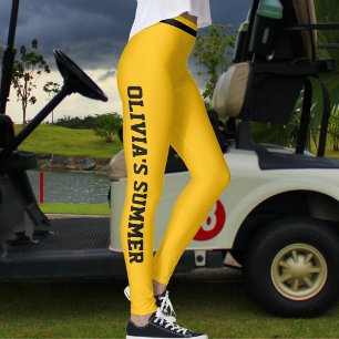 Individueller Urlaubsspaß Sonnengelb Schwarz Gestr Leggings