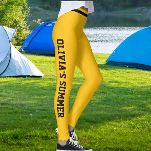 Individueller Urlaubsspaß Sonnengelb Schwarz Gestr Leggings