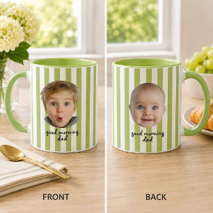 Individueller Vatertag 2 Foto Baby Gesicht Grüner Tasse