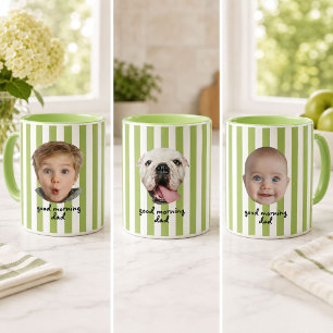 Individueller Vatertag 3 Foto Baby Gesicht Grüner Tasse