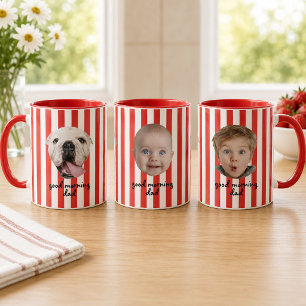 Individueller Vatertag 3 Foto Baby Gesicht Roter S Tasse