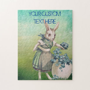 Individueller Vintage Osterhase Kaninchen Rustikal Puzzle