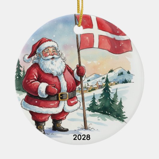 Individueller Weihnachtsmann in Dänemark  Keramik Ornament (Vorne)
