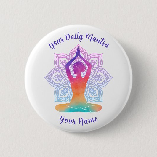 Individueller Yoga-Button mit Namen und Mantra Button (Vorderseite)