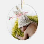 Individuelles 2-seitiges Rustic Baby's 1. Weihnach Keramik Ornament (Links)