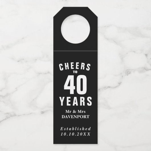 Individuelles 40-jähriges Party Flaschenanhänger (Vorderseite)