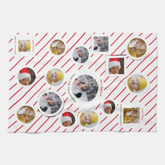 Individuelles 4-Foto-🎄 Geschirrtuch (Horizontal)