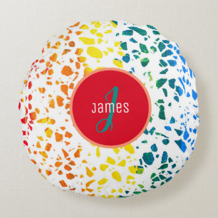 Individuelles abstraktes Terrazzo-Buntmuster Rundes Kissen