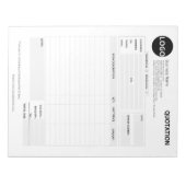 Individuelles Angebot und Rechnungsformular Notizblock (Vorderseite)