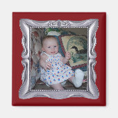 Individuelles Baby-Foto in Extravaganter Silver-Fr Magnet (Vorne)