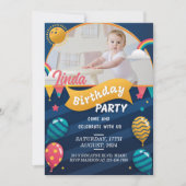 Individuelles Baby Girl Kindergeburtstag Foto Einladung (Vorderseite)